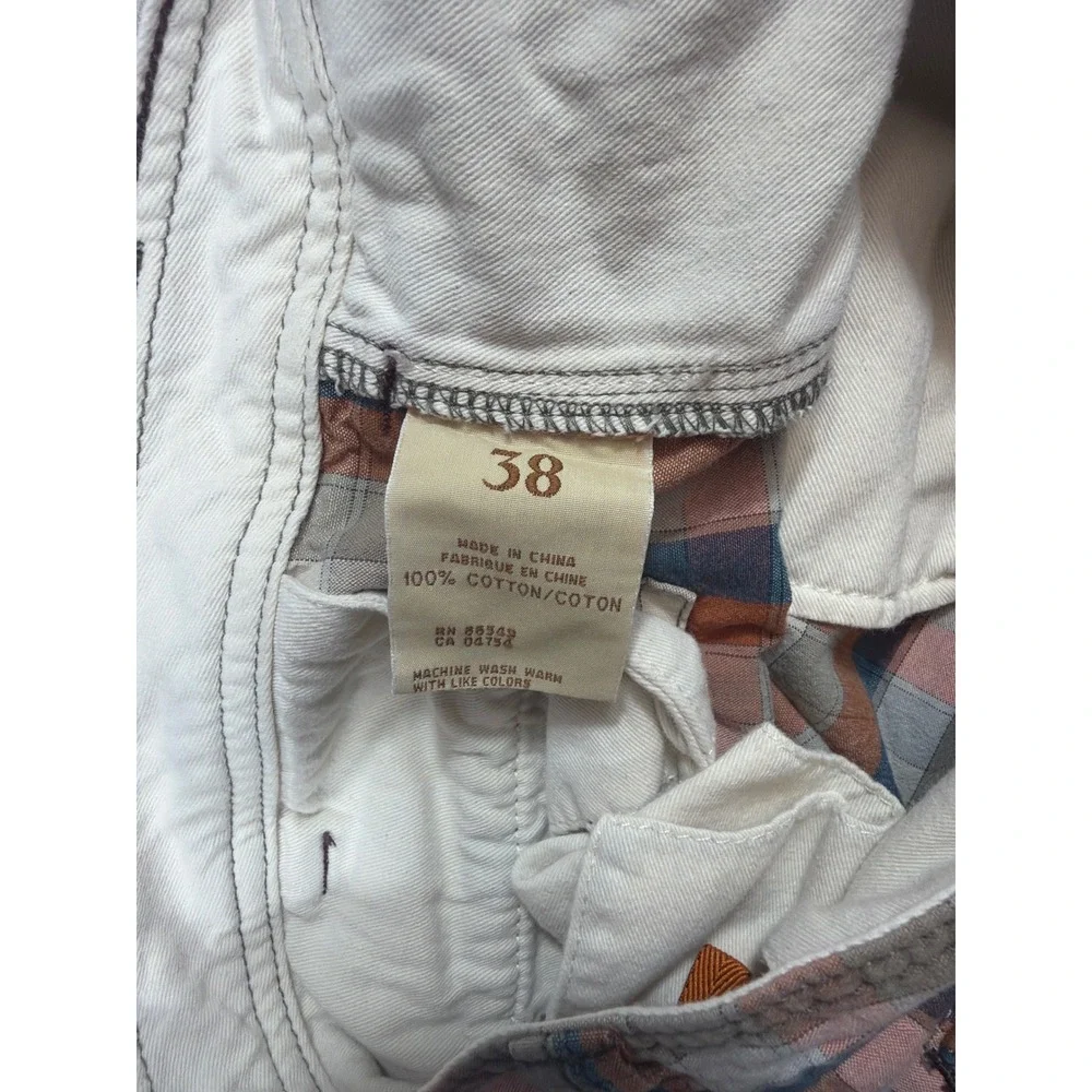 Tommy Bahama Mens Plaid Cargo Shorts Size 38 Blue Orange Cotton T0428W